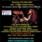 JOHN BONHAM A CELEBRATION III REDDITCH MAY 27 – LATEST INFO/EARLS COURT IT WAS 48 YEARS AGO -MAY 23-24-25/ HEATHROW AIRPORT 1977/A TRIBUTE TO JEFF BECK CONCERT/DL DIARY BLOG UPDATE